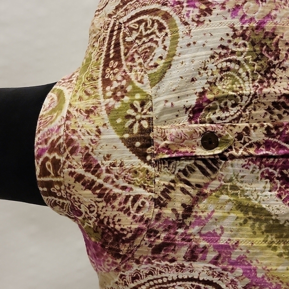 JM Collection Paisley Button-up Top Size 4p - Picture 6 of 13